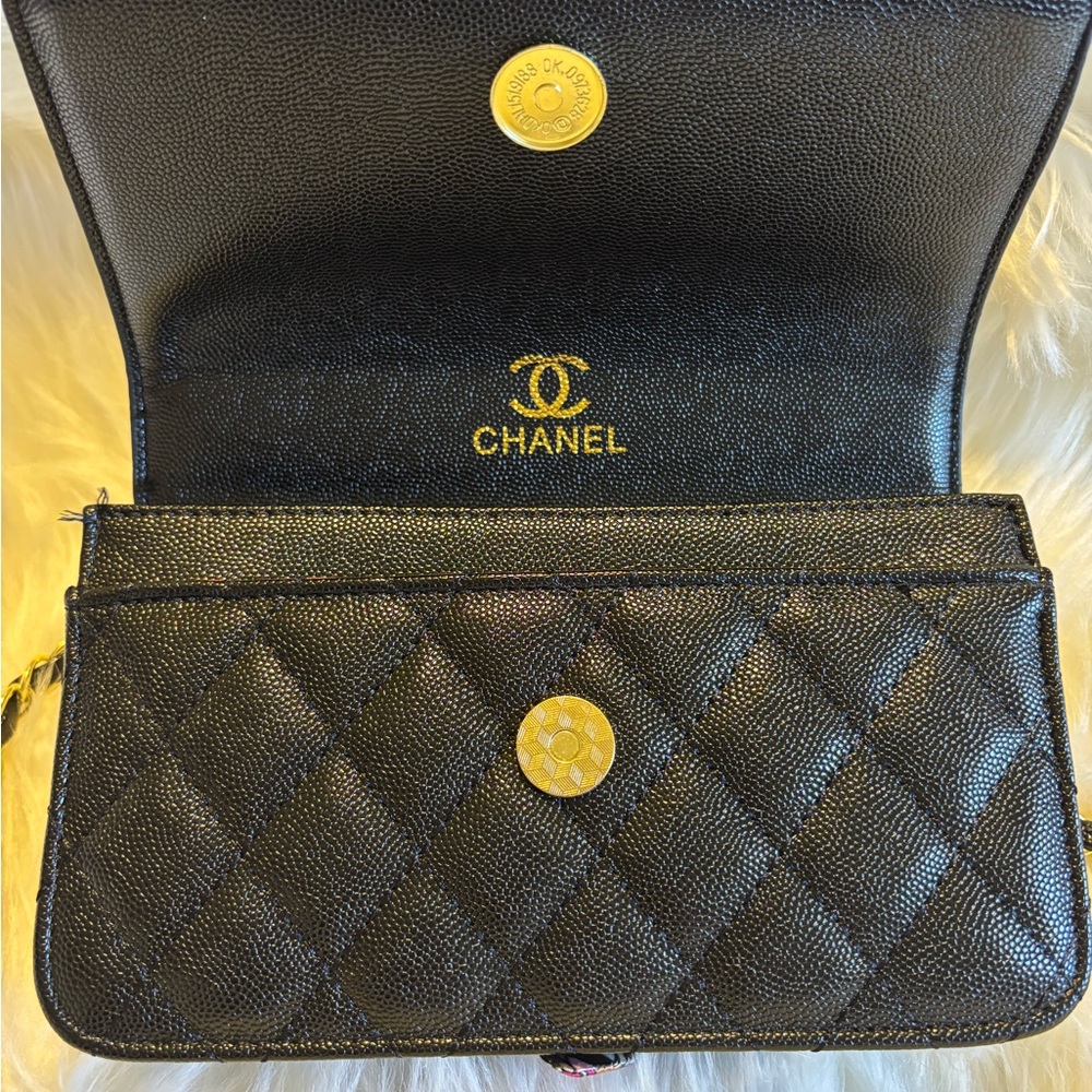 Fashion Black Quilted Top Handle Bag with Chain - Picture 6 of 13
